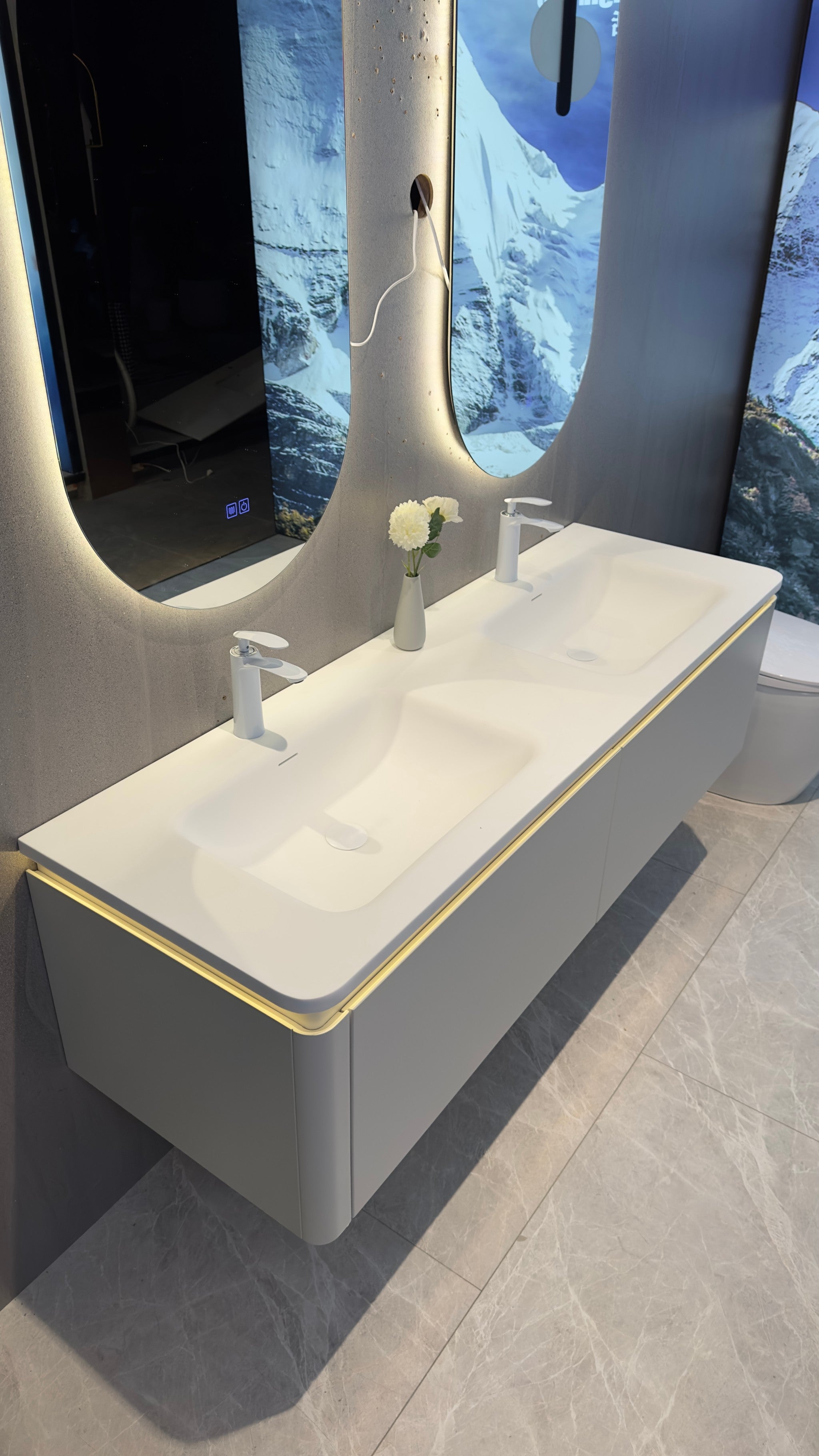 A111-160 Double Vanity in Coconut Cream White