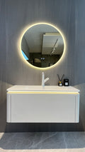 A111 Round Mirror Vanity in Coconut Cream White
